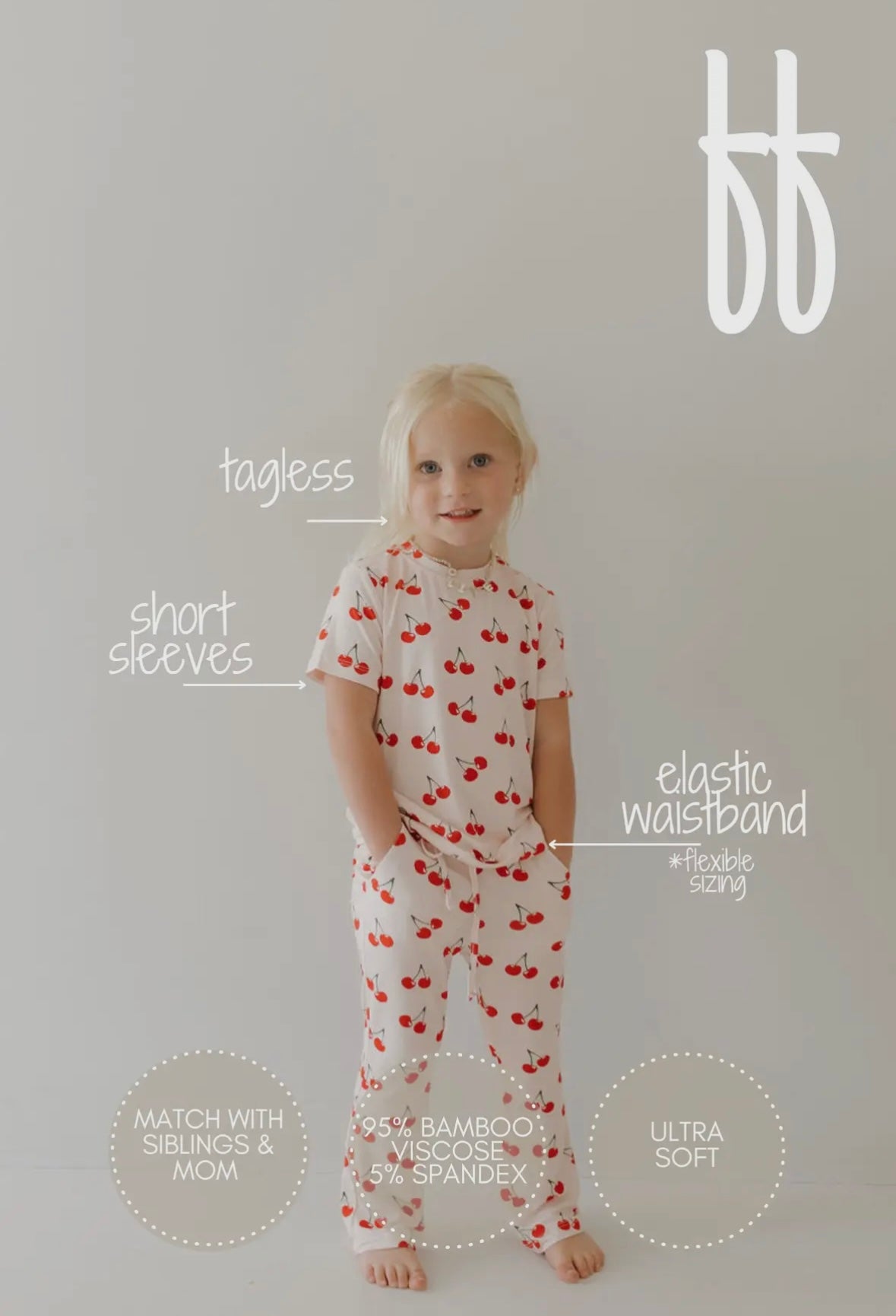ff Short Sleeve Bamboo Lounge Set | Cherry Orchard