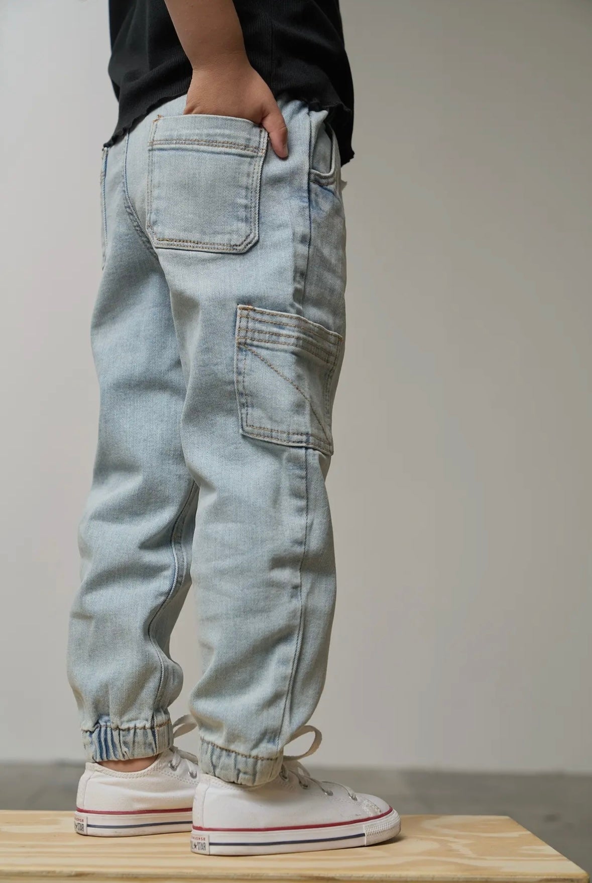 LB Cargo Denim Jogger | Light Wash