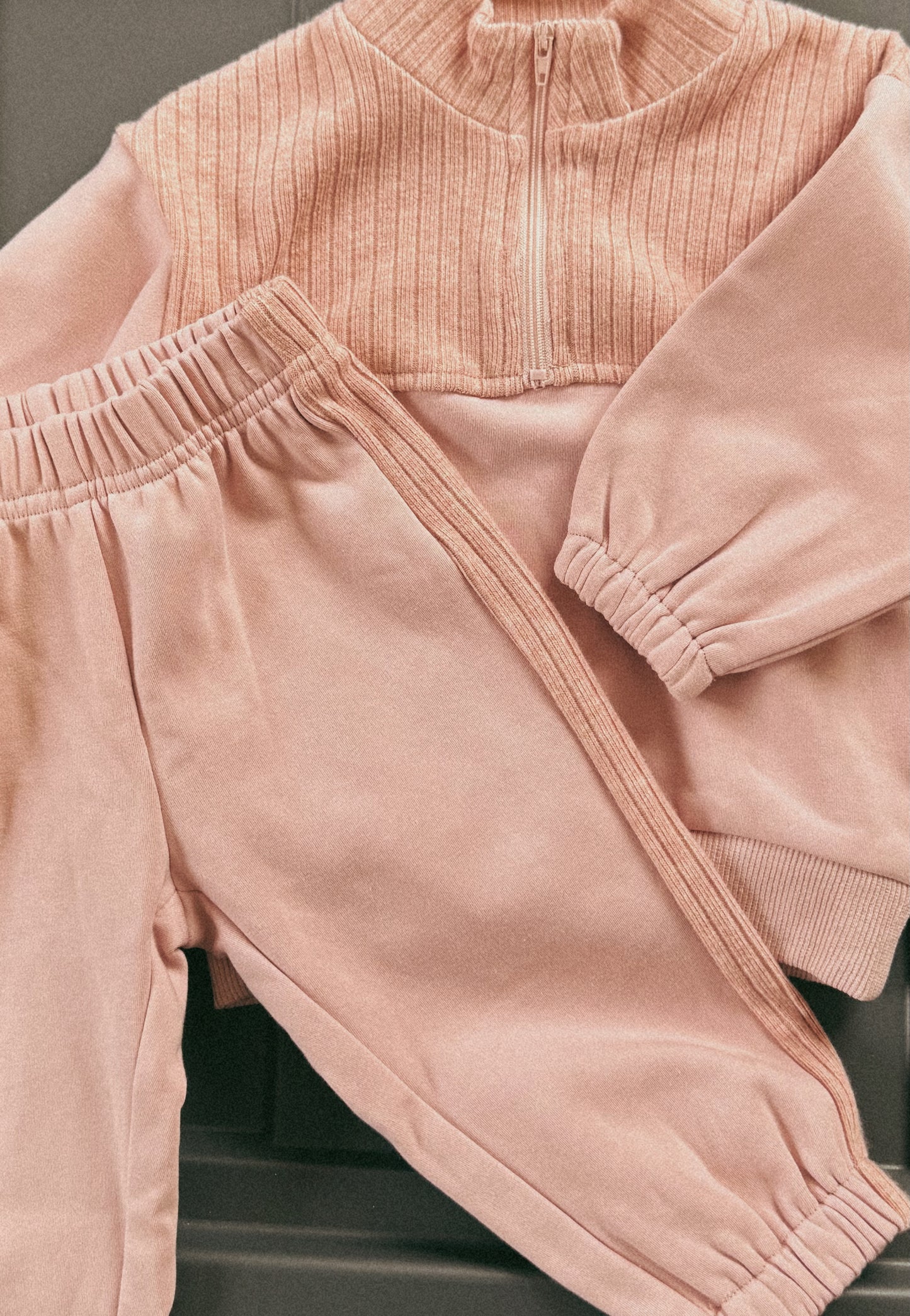 Quarter Zip Sweat Set | Pink