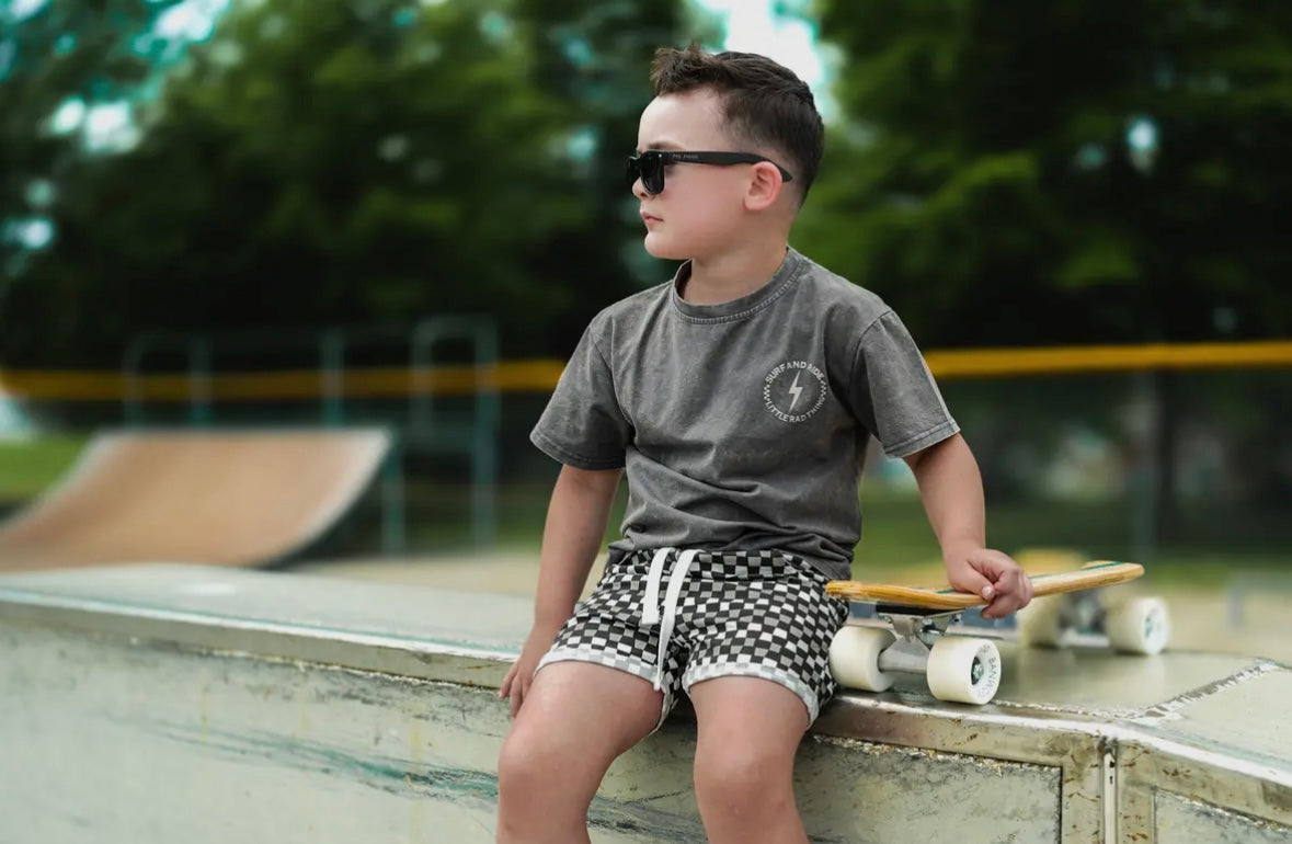 Check Ya Later Shorts | Black+Gray