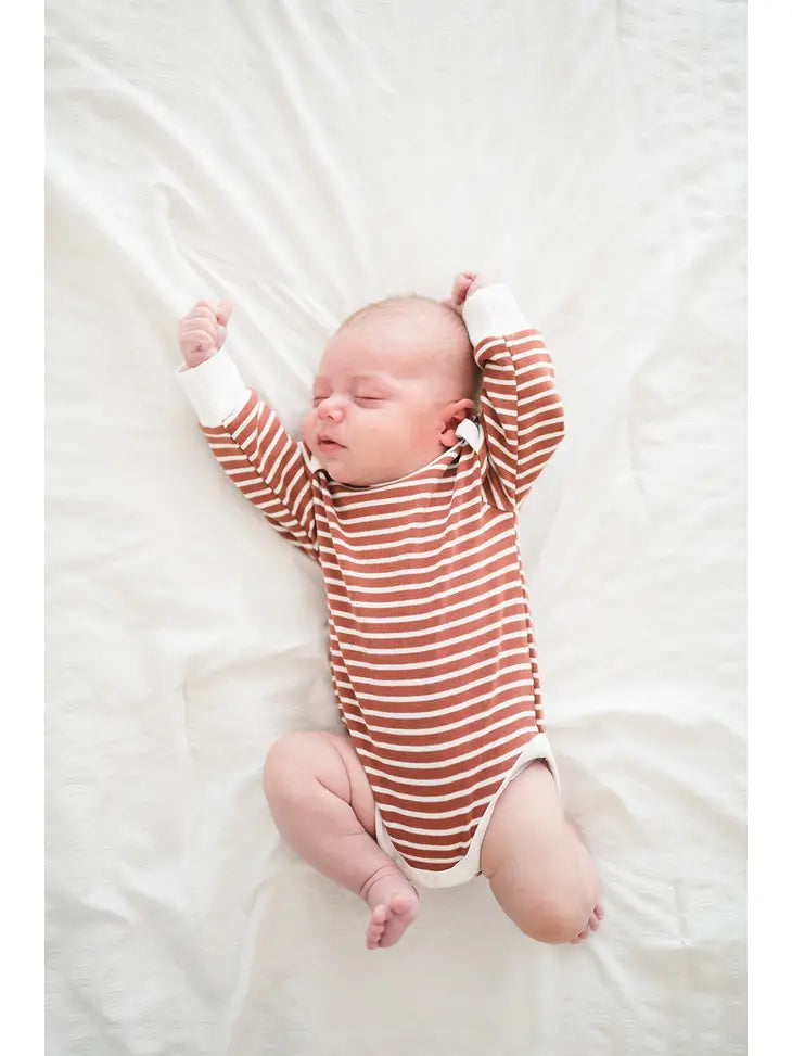 Brown Stripe | Long Sleeve Organic Bodysuit
