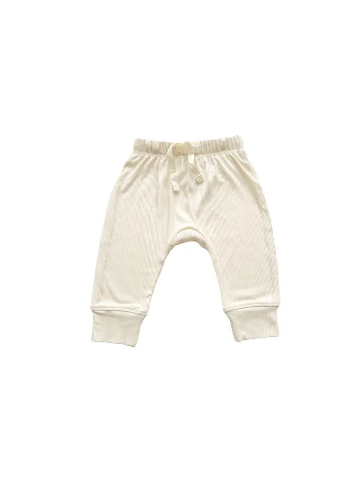 Cream | Ribbed Joggers