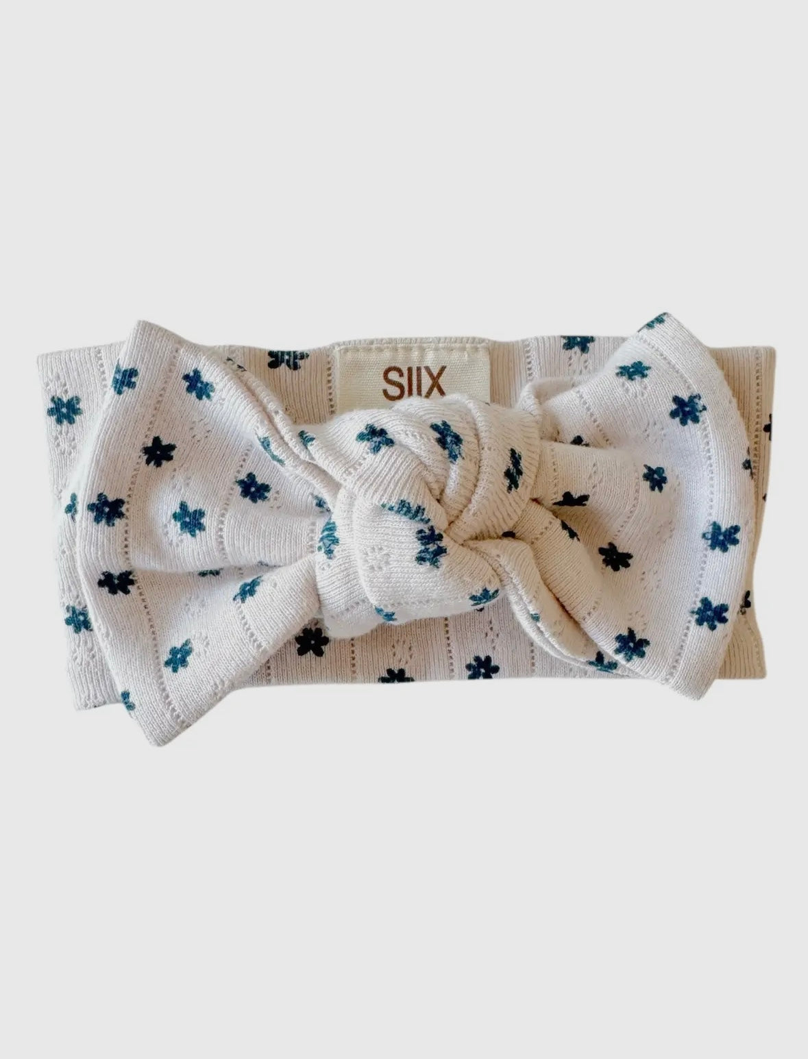 Organic Pointelle Bow | Blue Blossom