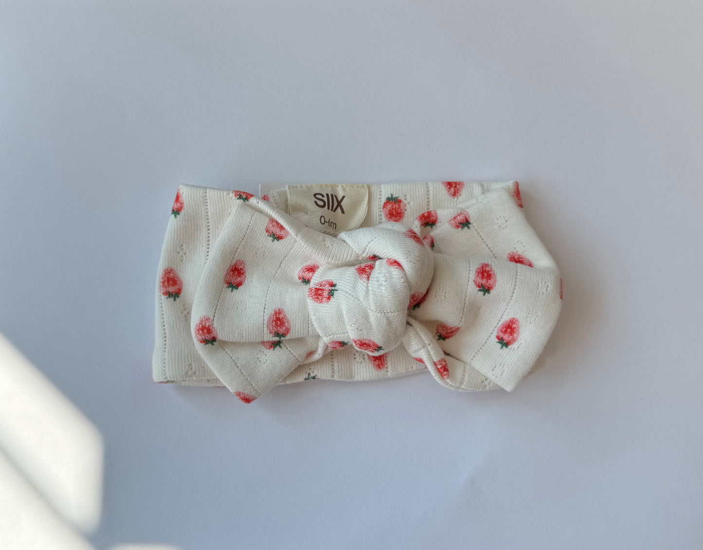Organic Pointelle Bow | Strawberry