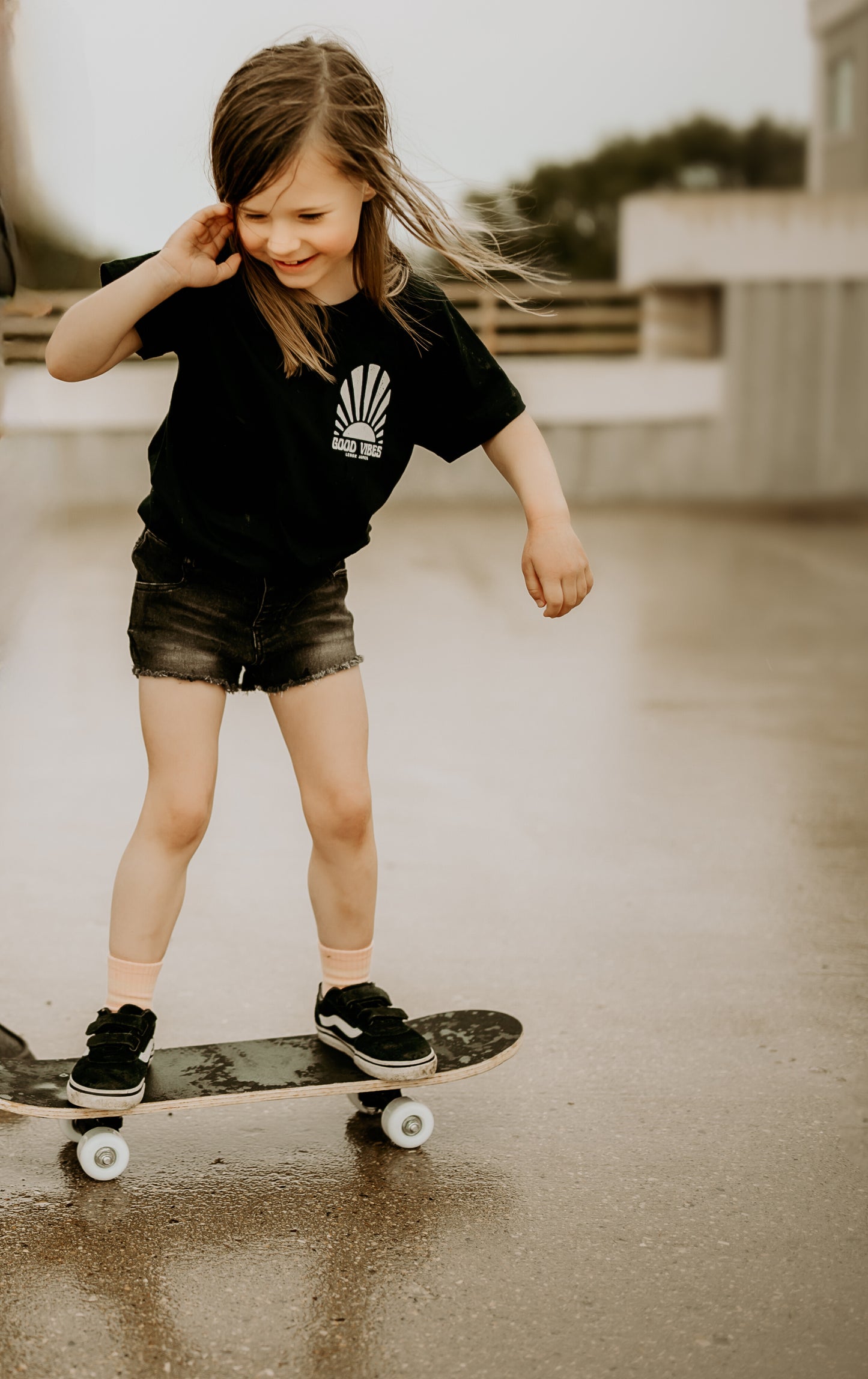 Girls Denim Shorts | Faded Black