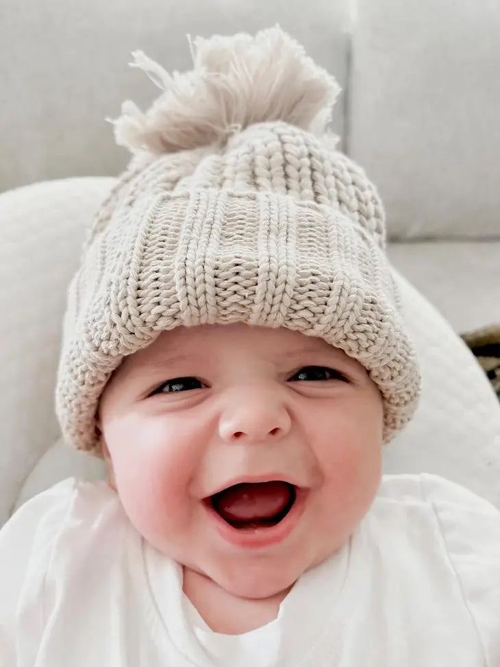 Neutral | Newborn Knitted Pom Beanie