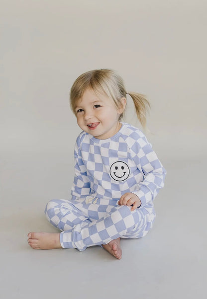 Smiley Check Lounge Set | Blue