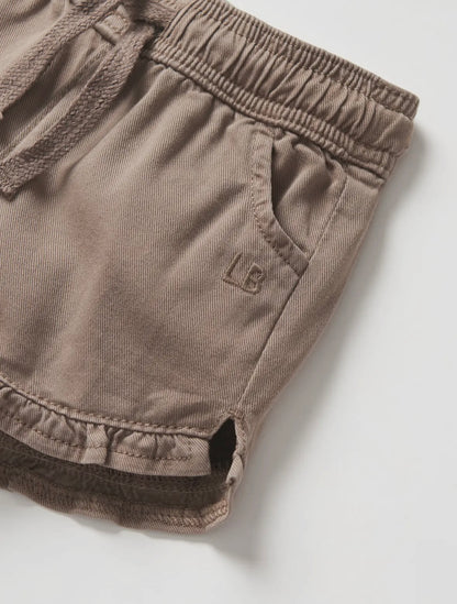 LB Ruffle Cotton Twill Short | Mushroom