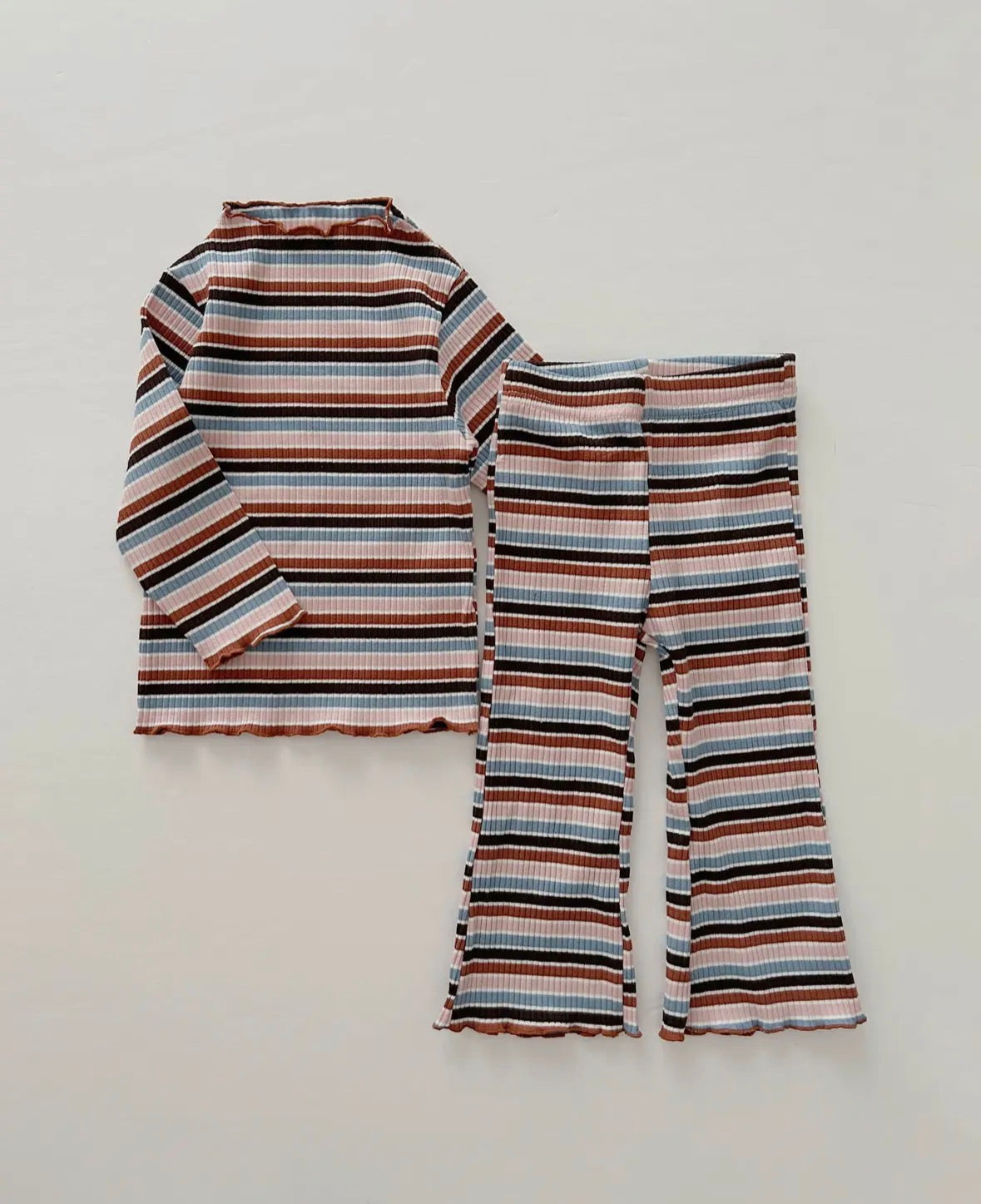 Ribbed Lettuce Flare Pants | Striped