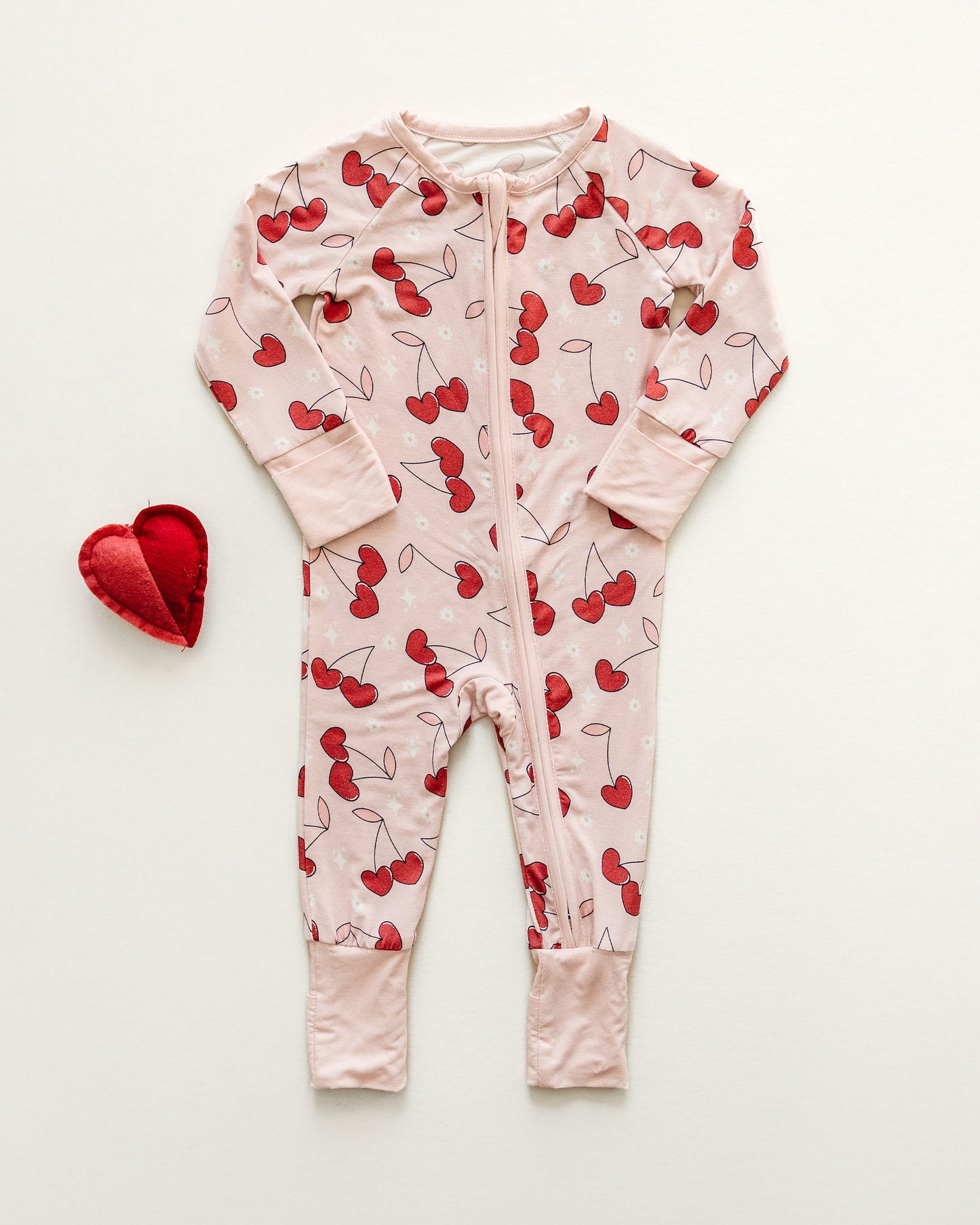 Bamboo Zip Romper | Cherry Heart