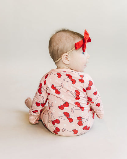 Bamboo Zip Romper | Cherry Heart