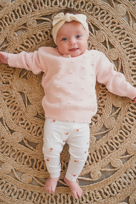 Organic Knit Sweater | Pink Pom
