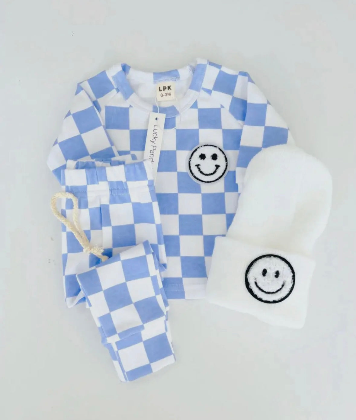 Smiley Check Lounge Set | Blue