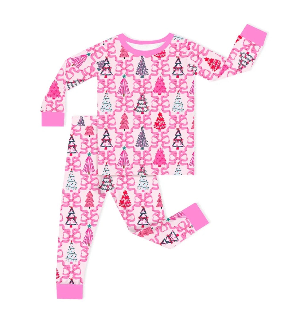 PREORDER Bamboo 2pc Set | Coquette Bow Christmas Trees