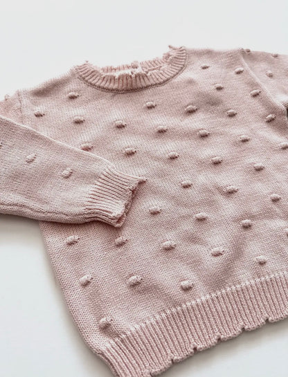 Organic Knit Sweater | Pink Pom