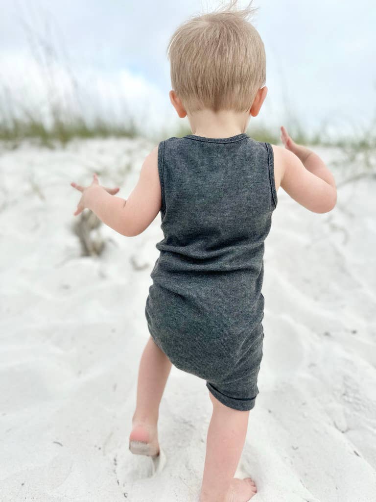 Mason Tank Bamboo Romper | Slate Gray