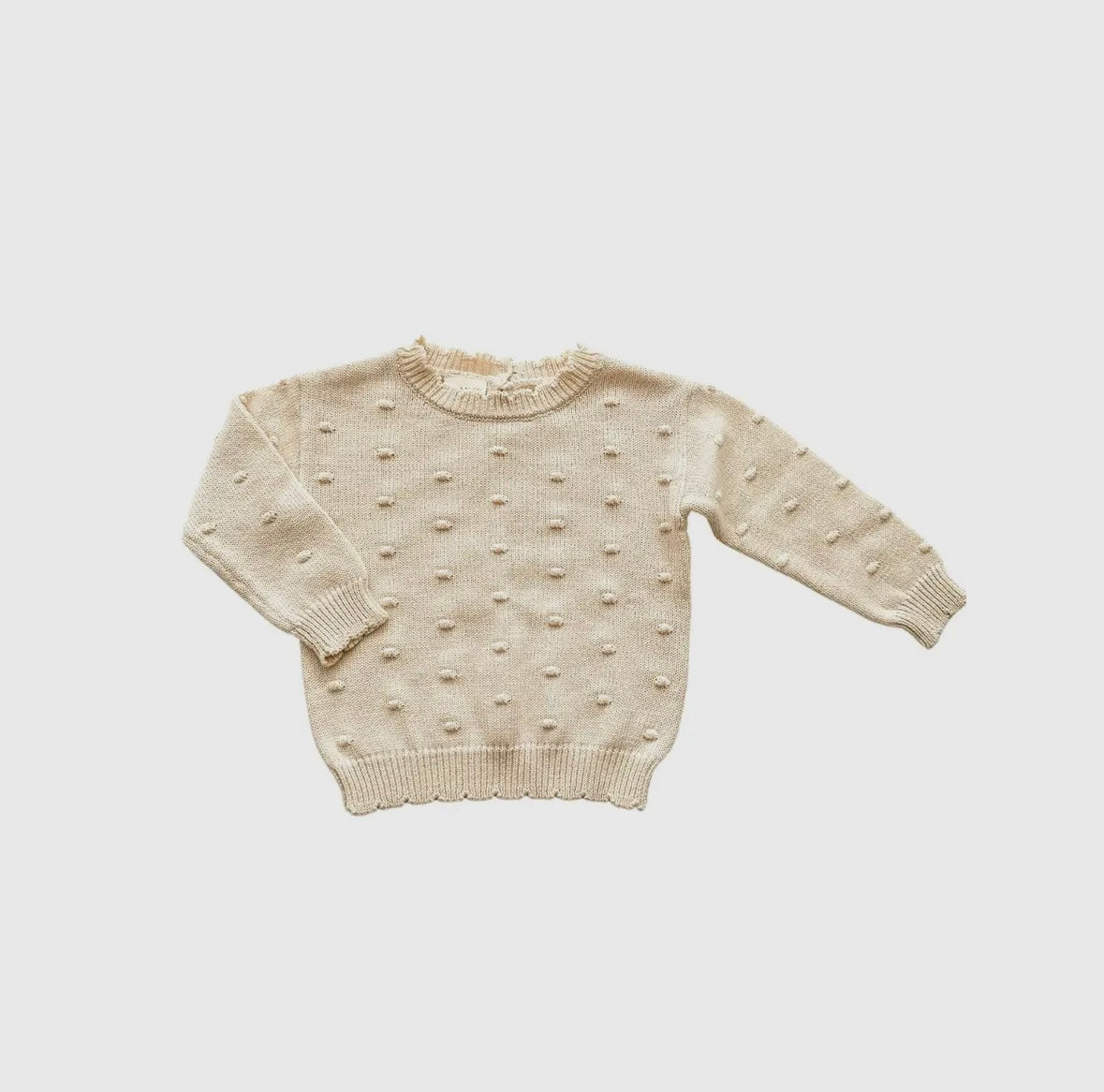Organic Knit Sweater | Cream Pom
