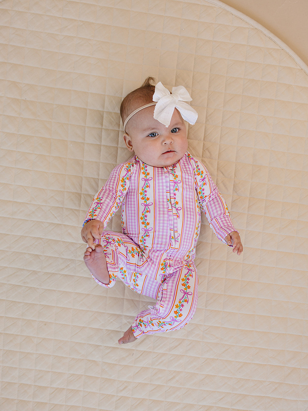 Bamboo Zip Romper | Gingham & Flowers