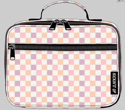 Pink Checkered Lunch Box