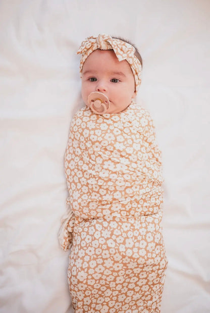 Bamboo Stretch Swaddle | Mocha Floral