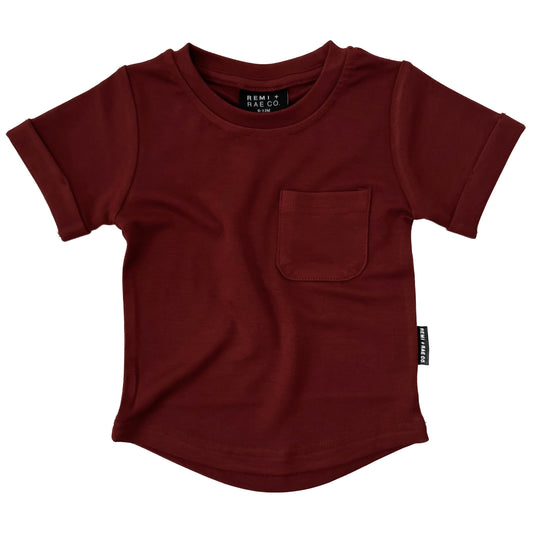 BAMBOO POCKET TEE - WINE