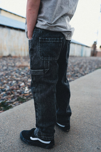 Double Knee Denim - Washed Black
