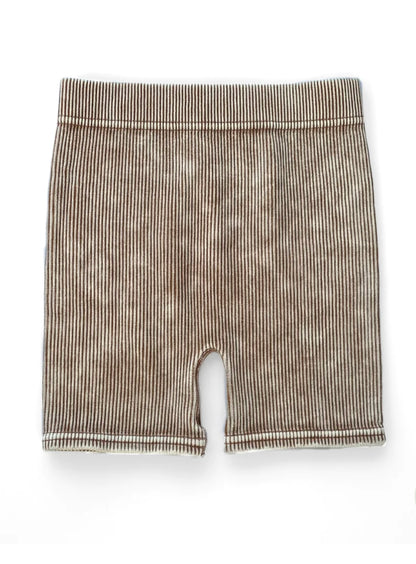 Acid Wash Biker Shorts | Camel