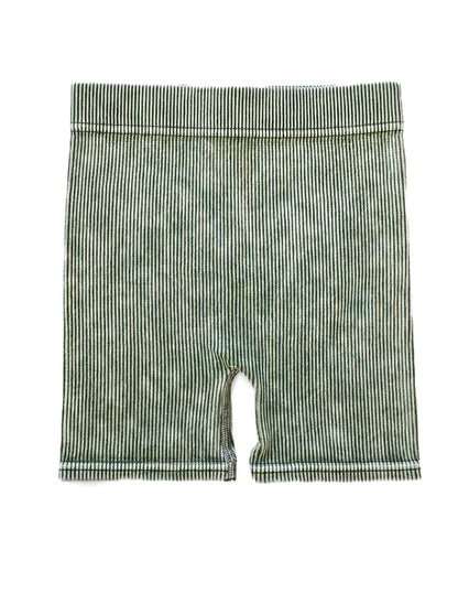 Acid Wash Biker Shorts | Dusty Green