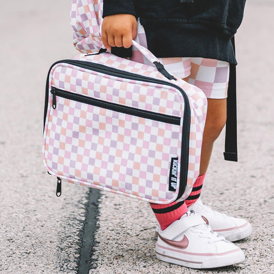 Pink Checkered Lunch Box