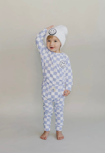 Smiley Check Lounge Set | Blue
