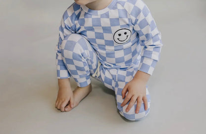 Smiley Check Lounge Set | Blue