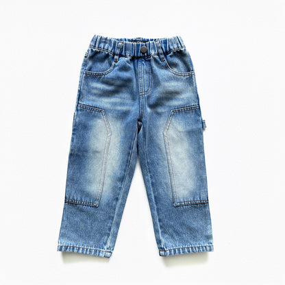 Double Knee Denim - Mid-Blue