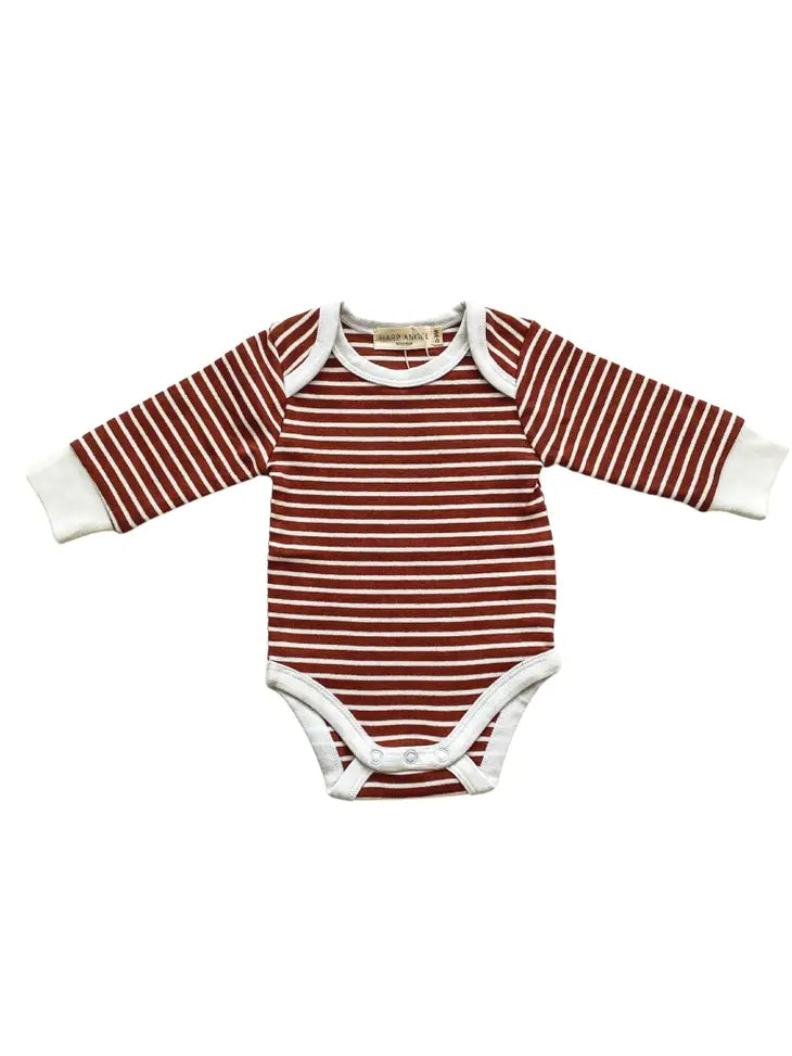 Brown Stripe | Long Sleeve Organic Bodysuit