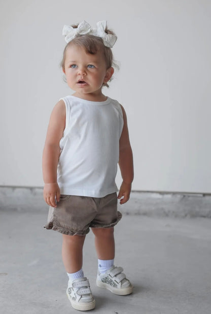 LB Ruffle Cotton Twill Short | Mushroom