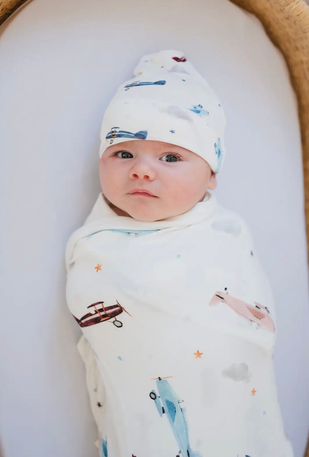 Bamboo Stretch Swaddle | Vintage Airplane