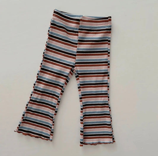 Ribbed Lettuce Flare Pants | Striped