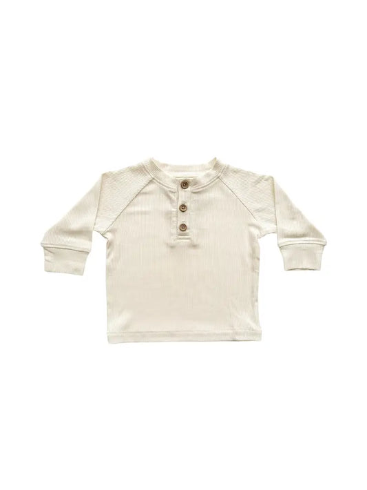 Cream | Ribbed Long Sleeve Shirt