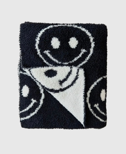 Fuzzy Blanket | Black Smiley