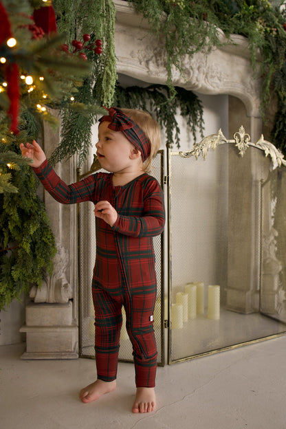 Bamboo Zip Pajamas | Christmas Plaid