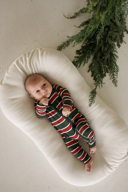 Bamboo Zip Pajamas | Holiday Stripe