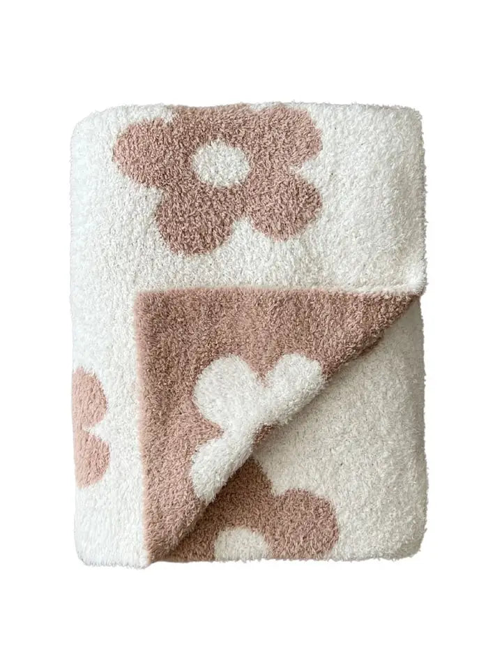 Daisy Fuzzy Blanket | Latte