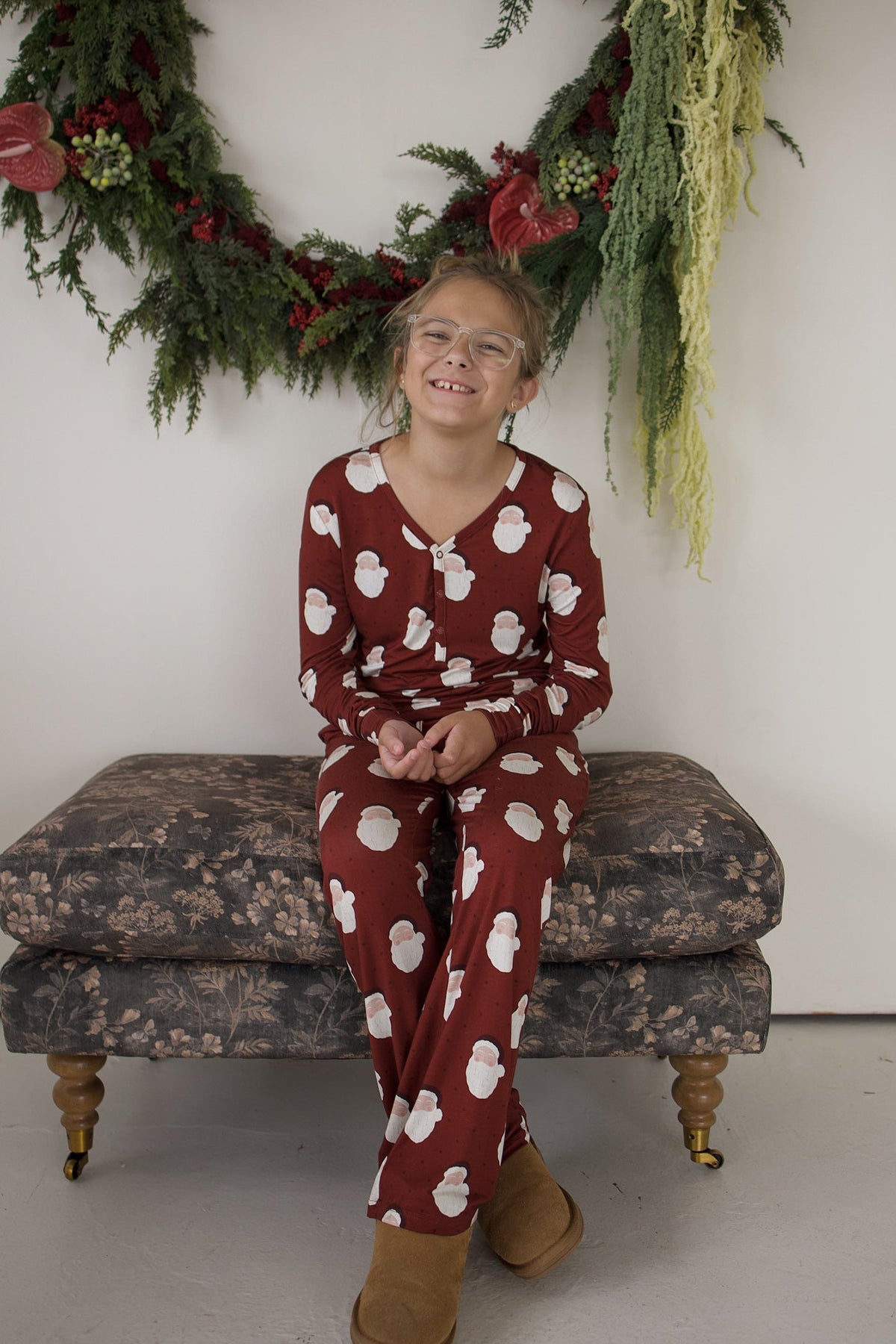 Youth Flare Bamboo Pajamas | Vintage Santa