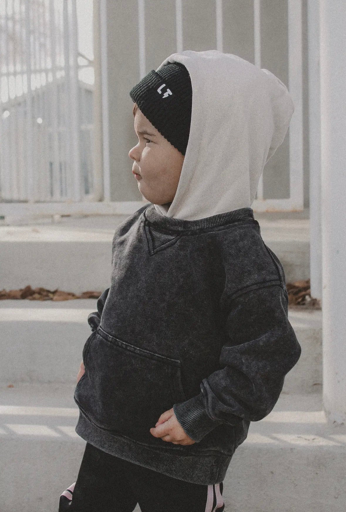 Hoodie | Black Acid Wash