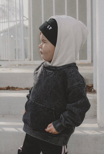 Hoodie | Black Acid Wash