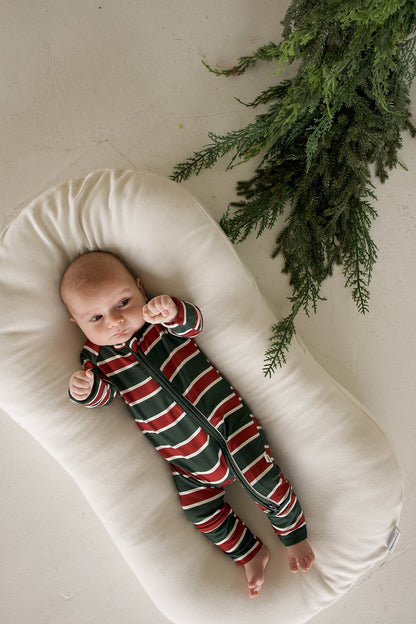 Bamboo Zip Pajamas | Holiday Stripe