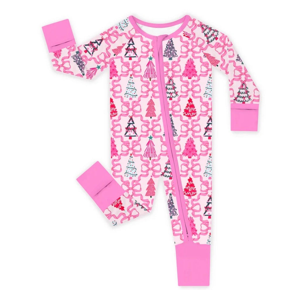 PREORDER Bamboo Zippy | Coquette Bow Christmas Trees