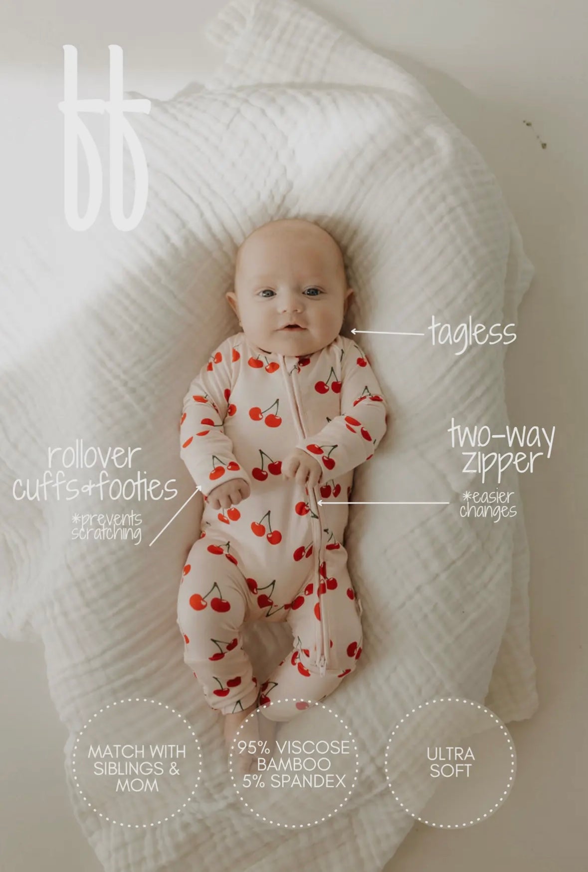 ff Bamboo Zip Pajamas | Cherry Orchard