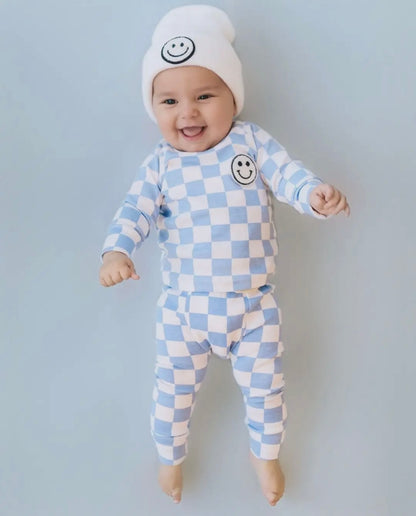 Smiley Check Lounge Set | Blue