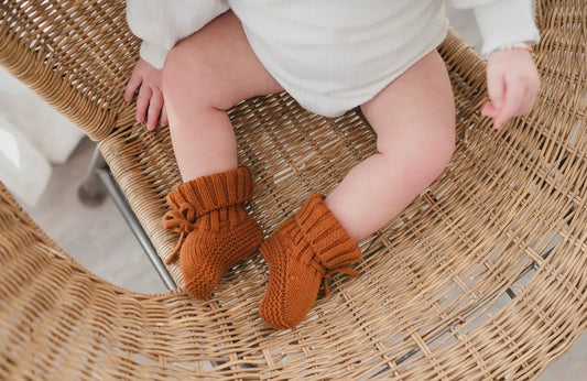 Organic Knit Booties | Caramel
