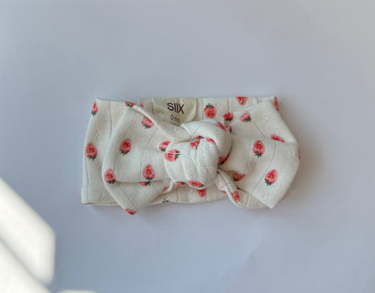 Organic Pointelle Bow | Strawberry